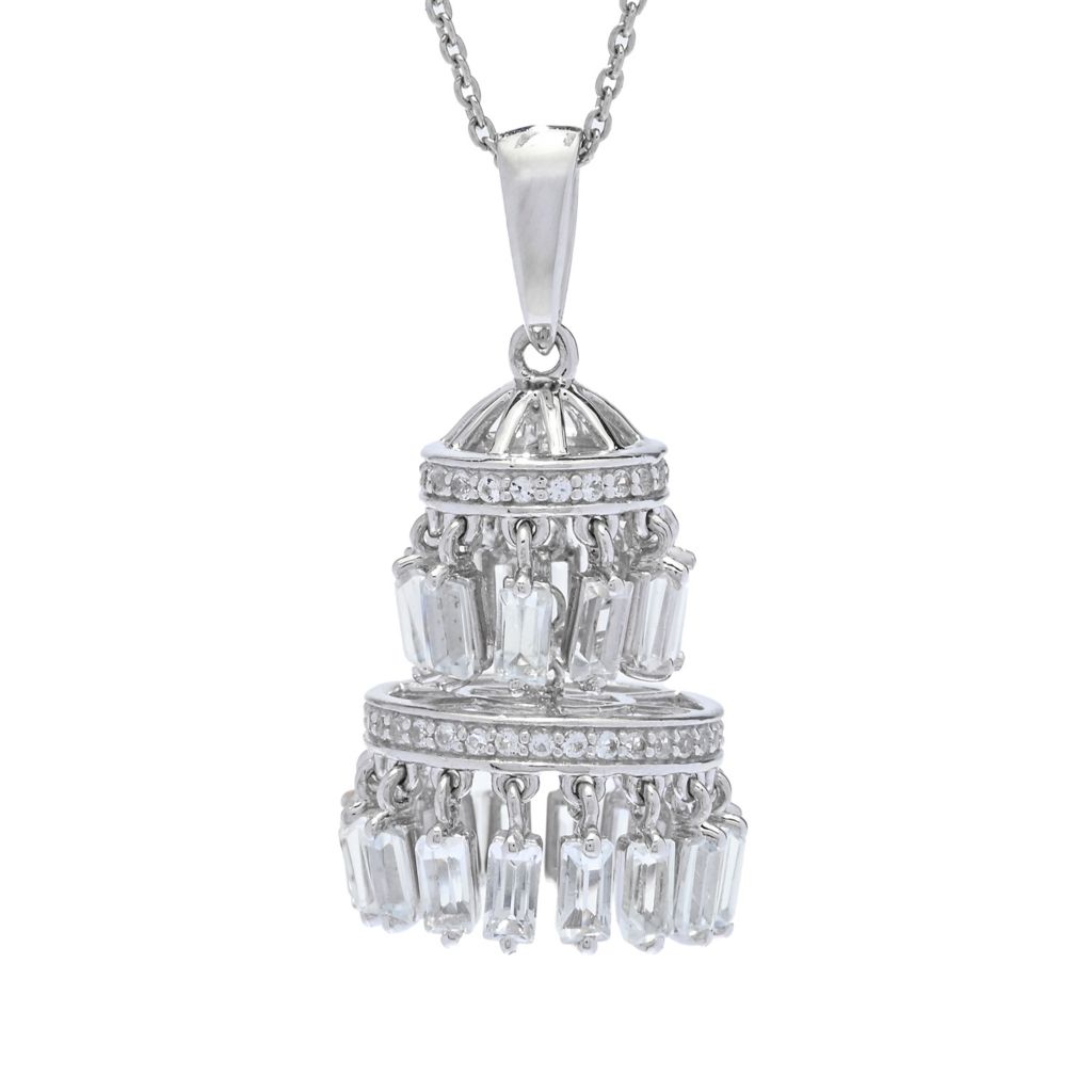 Gem Treasures 4.34ctw White Topaz Chandelier Pendant w/ 18"+2" Chain