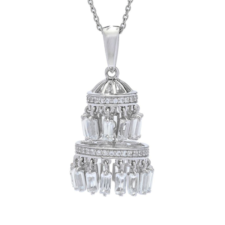 Gem Treasures 4.34ctw White Topaz Chandelier Pendant w/ 18"+2" Chain