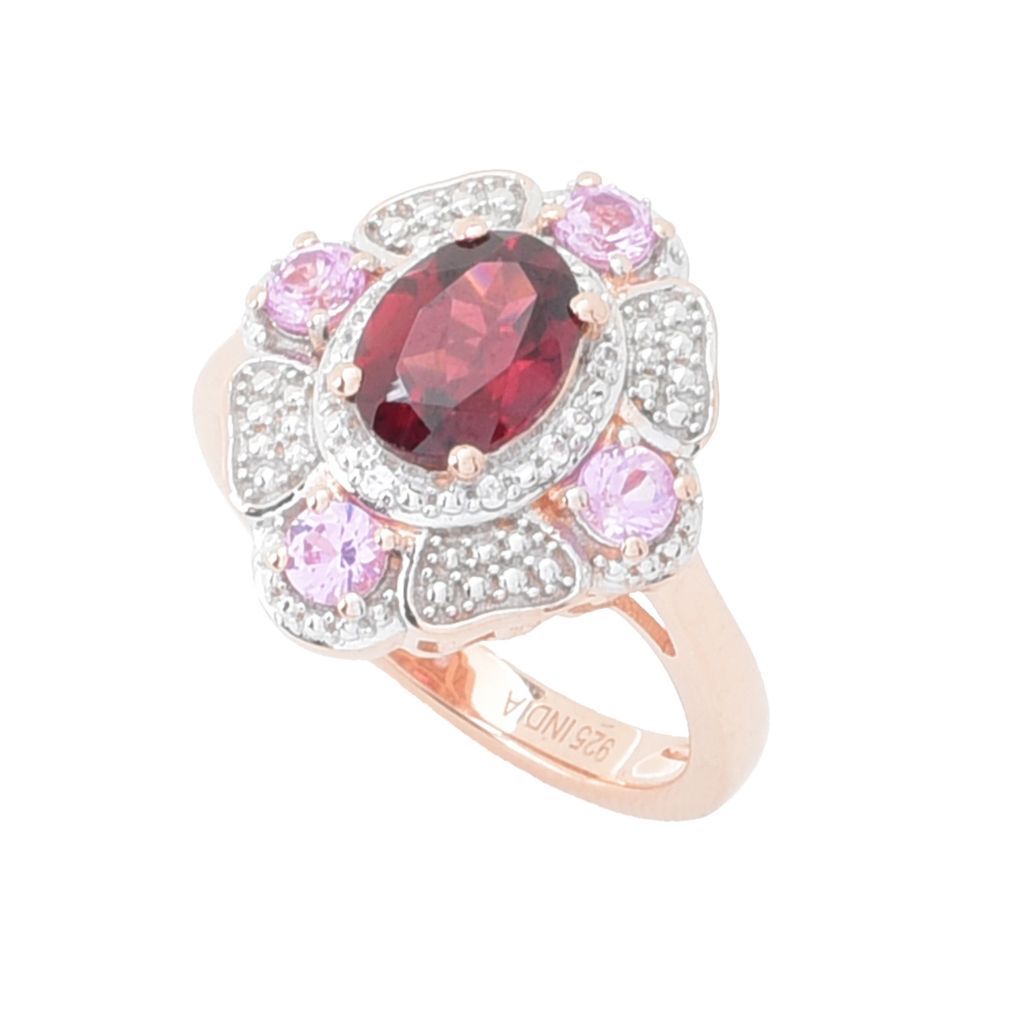 Gem Treasures "Sweetheart" 1.11ctw Garnet, Pink Sapphire & Zircon Ring