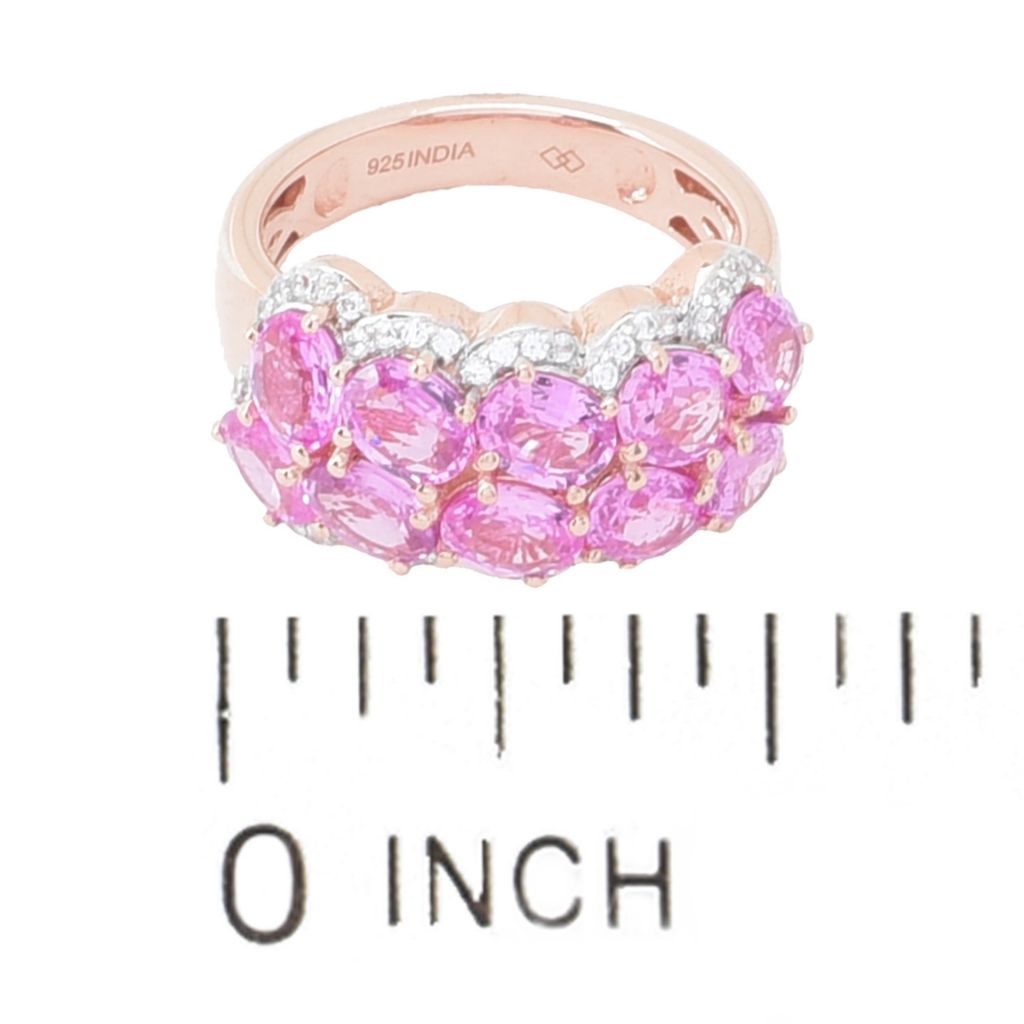Gem Treasures 4.74ctw Pink Sapphire & White Zircon Double Row Ring
