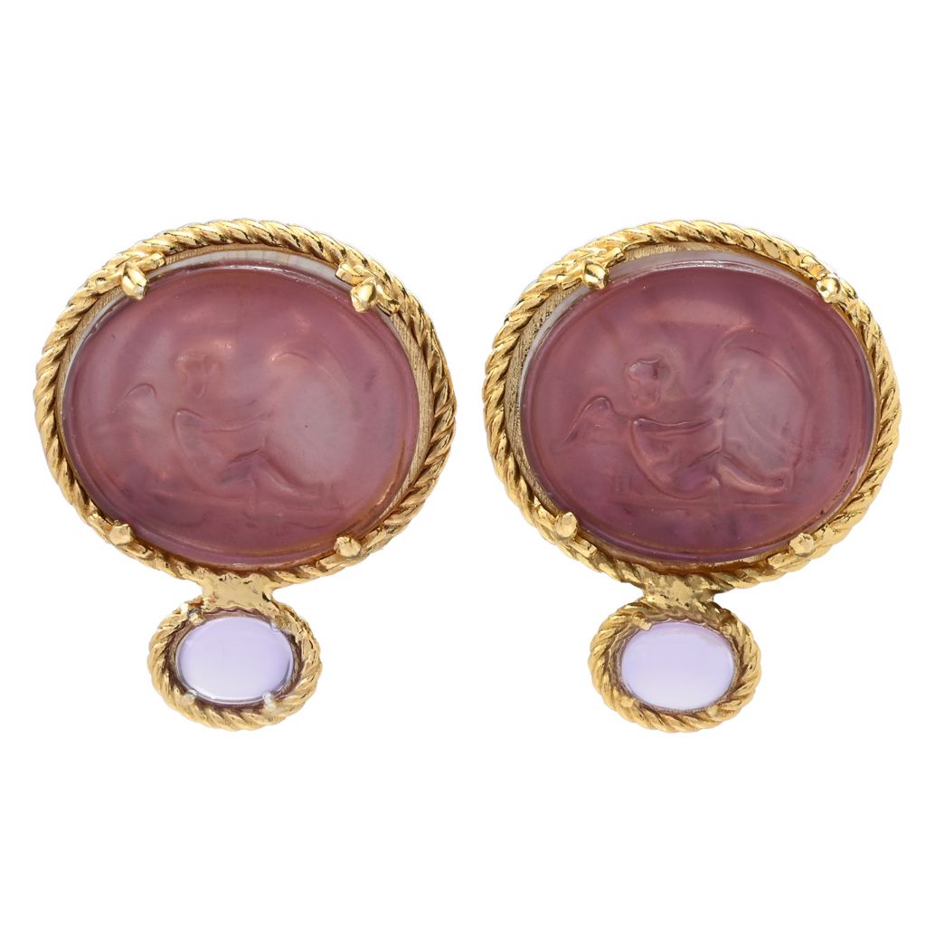 Tagliamonte 18K Gold Plated Venetian Glass Cameo & Choice of Gem Earrings