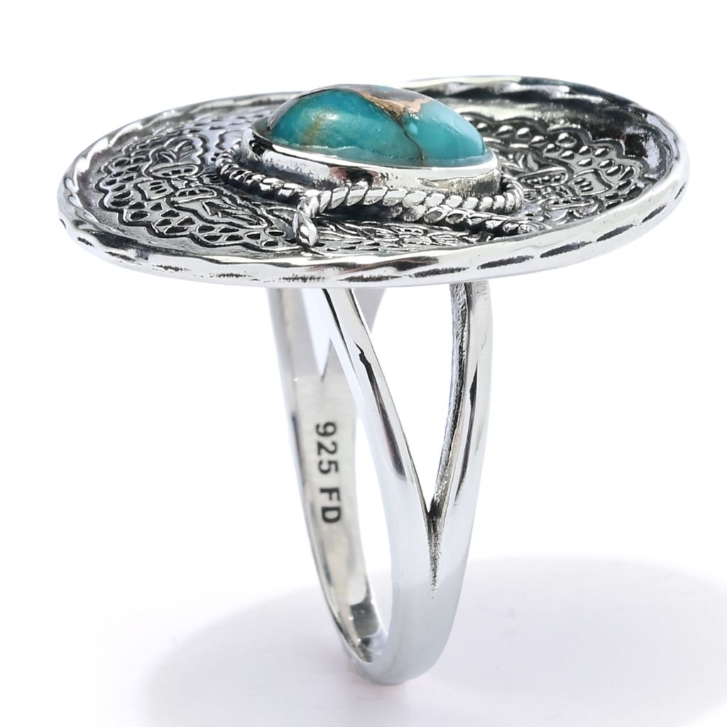 Southwest Elements Sterling Silver Kingman Turquoise Cowboy Hat Ring