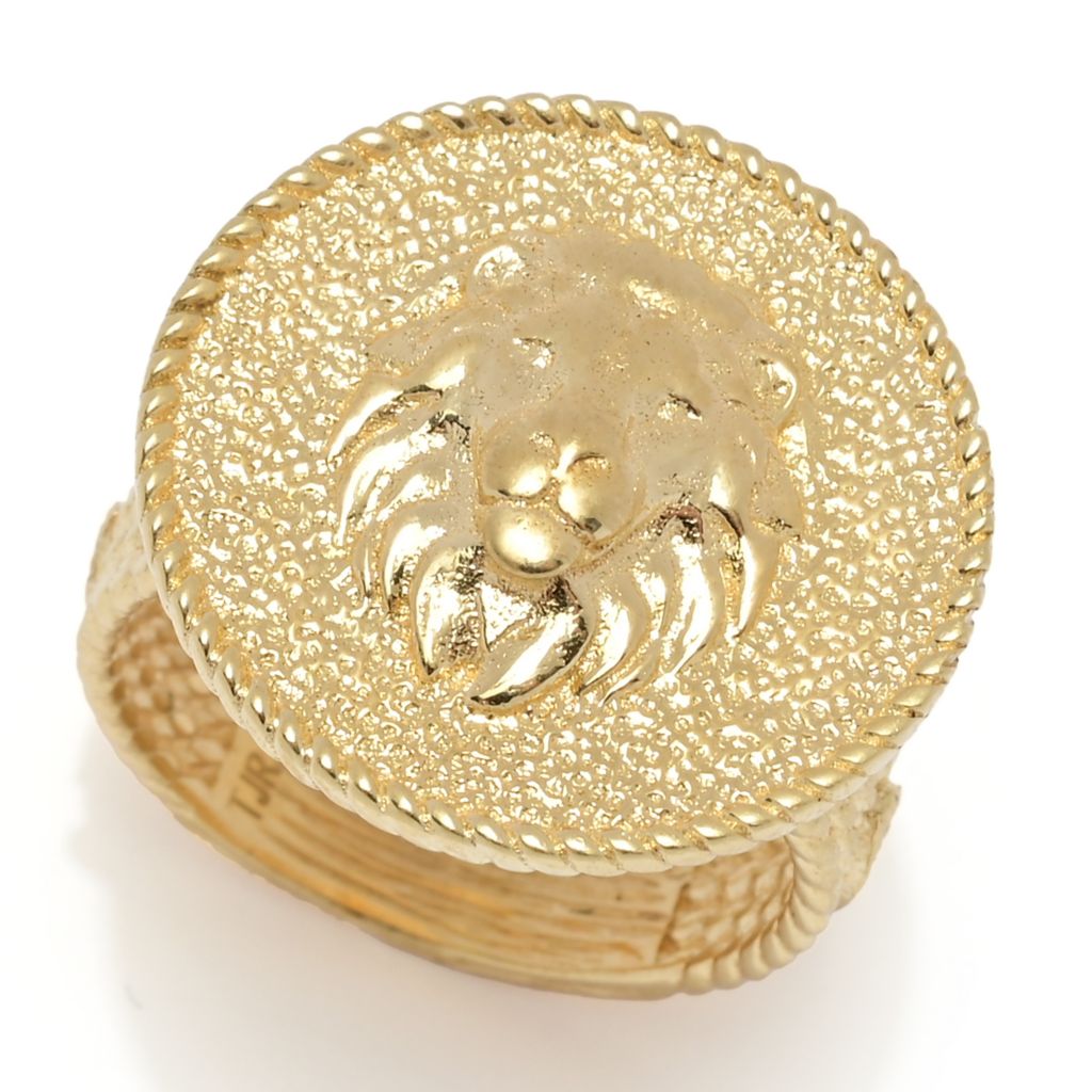 Passport to Turkey Gold Plated Textured & Polished Lion Statement Ring