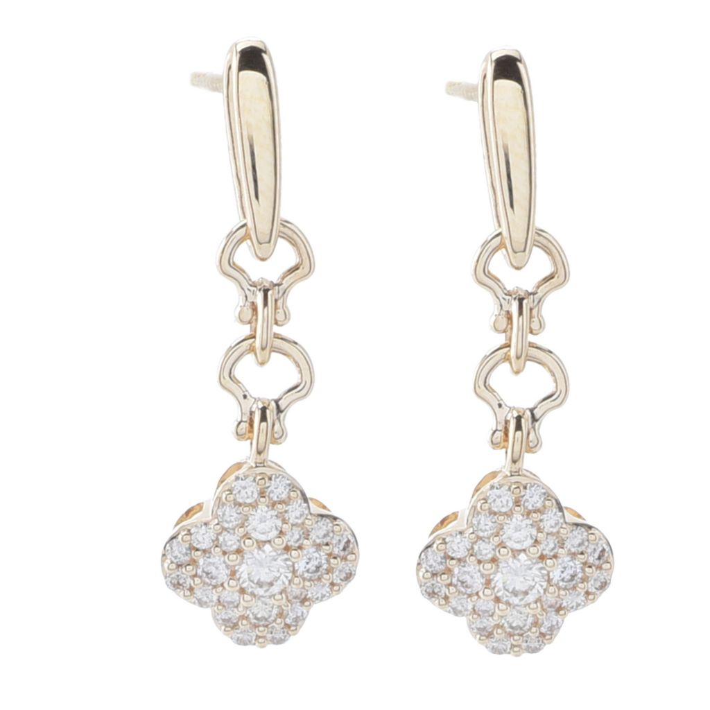 Morris & David Choice of 14K Gold 0.50ctw Diamond Clover Drop Earrings