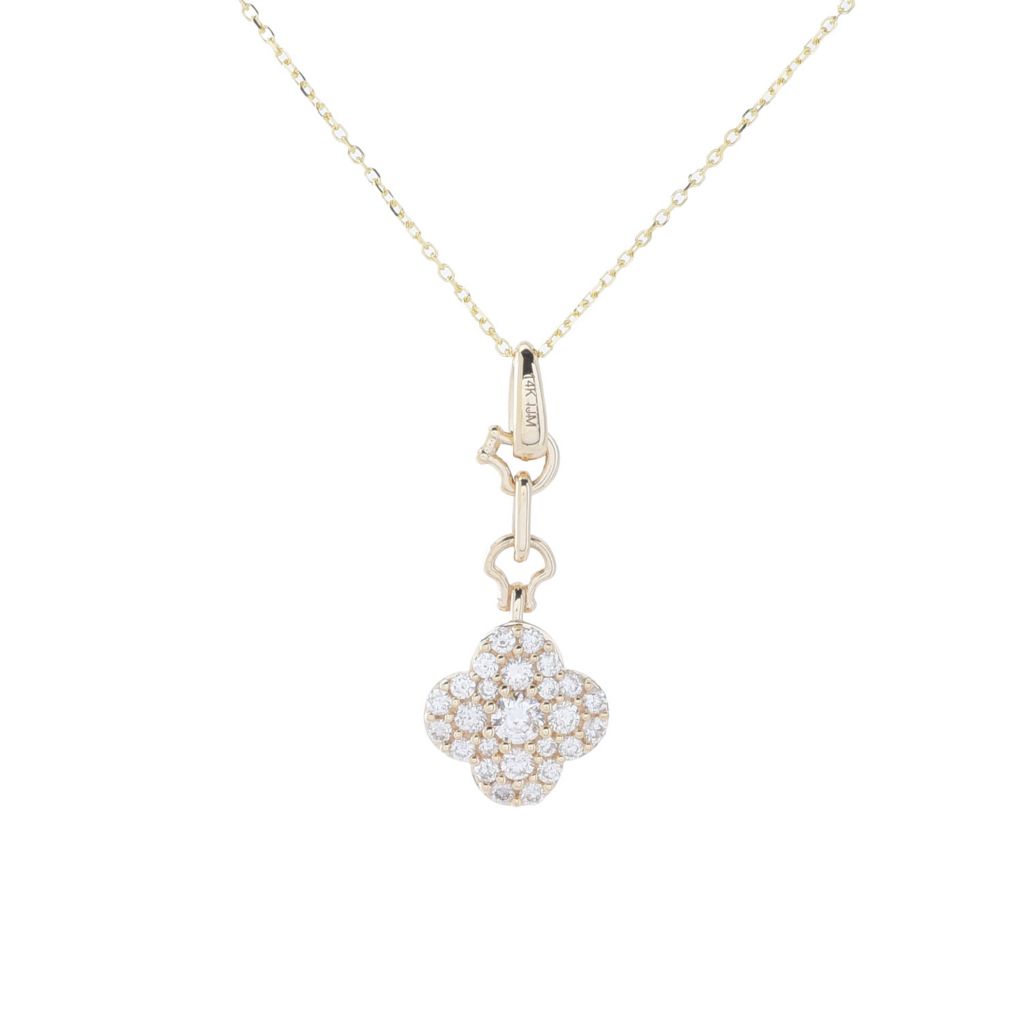 Morris & David Choice of 14K Gold 0.50ctw Diamond Clover Pendant w/ Chain