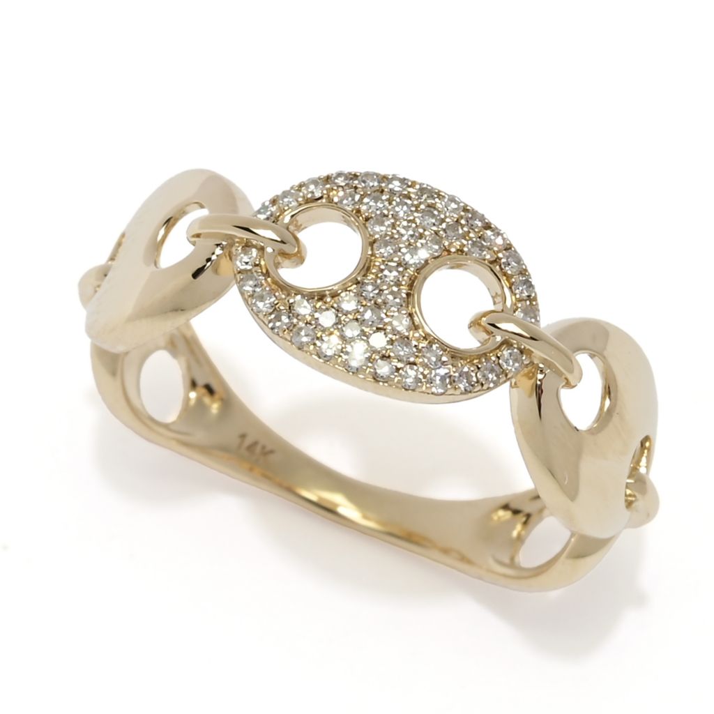 Sabrina Designs 14K Gold 0.15ctw Pave Diamond Link Ring, 2.5 grams