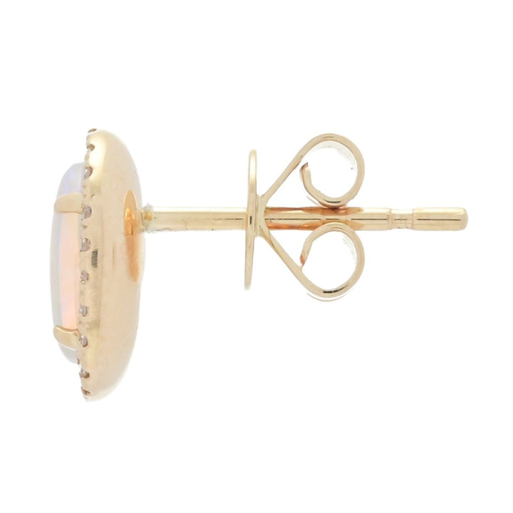 Sabrina Designs 14K Gold Polished 6x4mm Opal & Diamond Stud Earrings