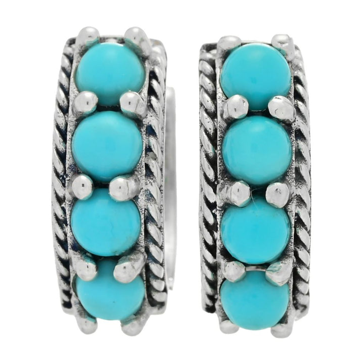 Artisan Silver by Samuel B. Sleeping Beauty Turquoise Hoop Earrings