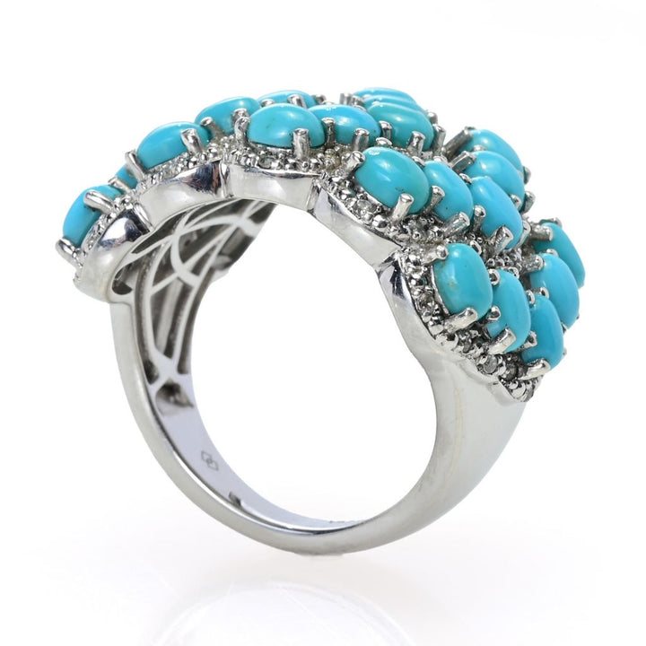 Gem Treasures Sleeping Beauty Turquoise & White Zircon Multi Row Ring