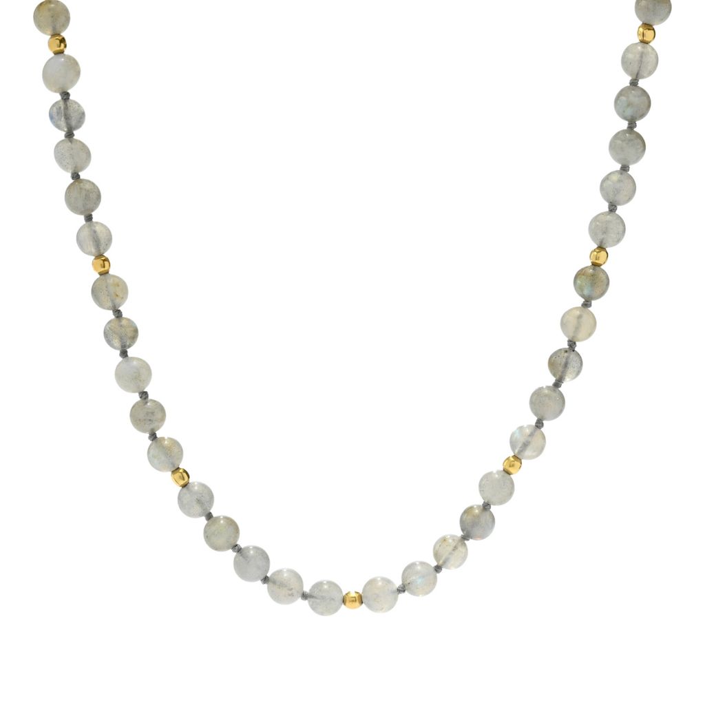 Gem Treasures 18K Vermeil Choice of Gemstone Bead Strand Necklace