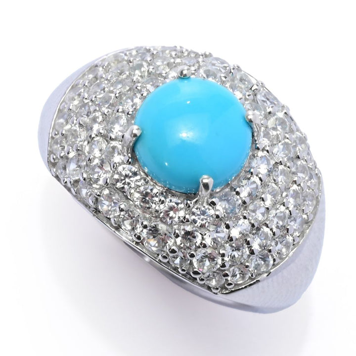 Gem Treasures Sleeping Beauty Turquoise & Pave Gemstone Dome Ring
