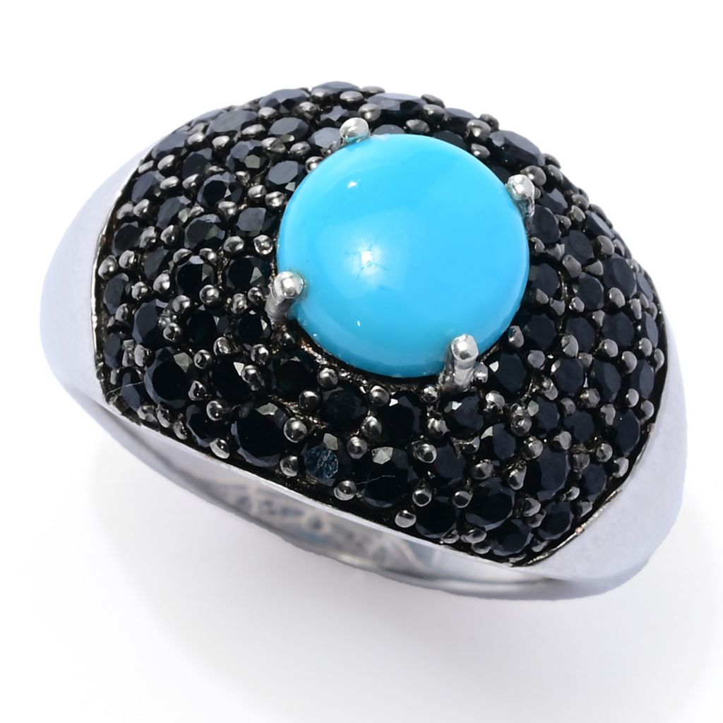 Gem Treasures Sleeping Beauty Turquoise & Pave Gemstone Dome Ring