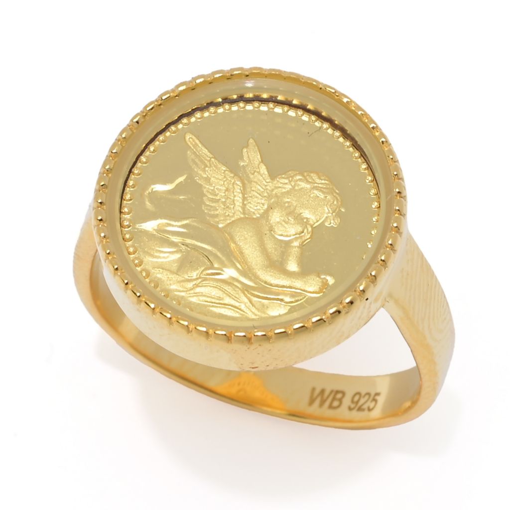 Lambert Cheng Sterling Silver & 24K Gold Leaf Choice of Design Milgrain Coin Ring