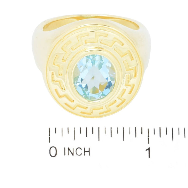 Toscana Italiana 18K Gold Plated Choice of Gemstone Greek Key Halo Ring