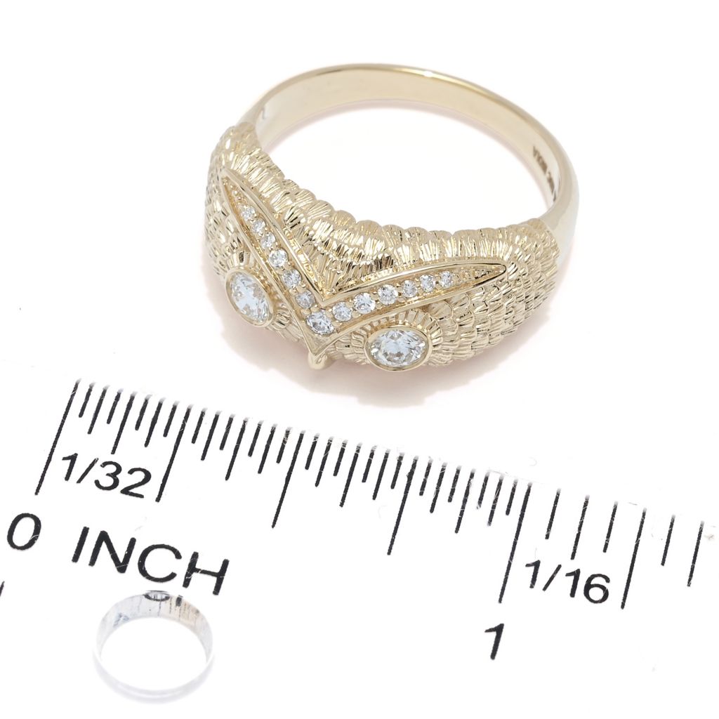 Beverly Hills Elegance 14K Gold 0.31ctw Diamond Owl Ring, 7.6 grams