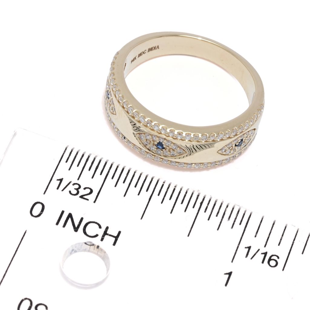 Beverly Hills Elegance 14K Gold 0.40ctw Sapphire & Diamond Evil Eye Ring