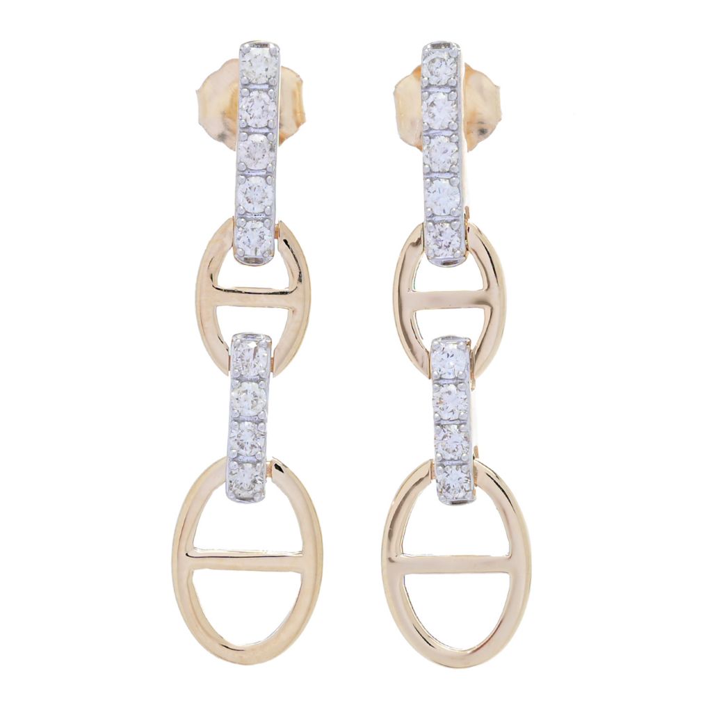 Morris & David 14K Gold 0.50ctw Diamond Mariner Link Drop Earrings