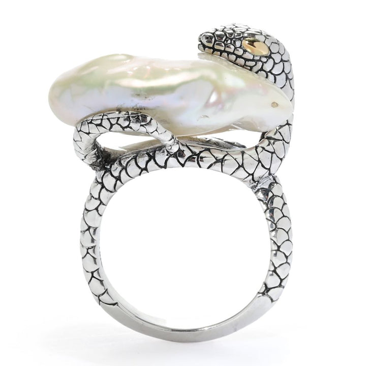 Artisan Silver by Samuel B. Baroque Cultured Pearl Snake Ring