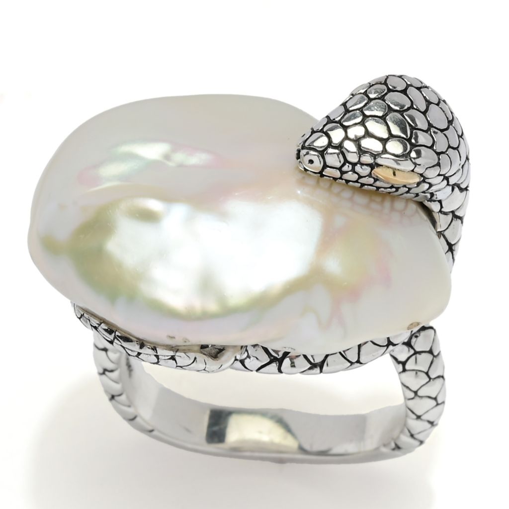Artisan Silver by Samuel B. Baroque Cultured Pearl Snake Ring