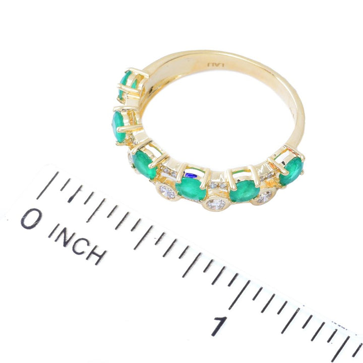LALI Jewels 14K Gold Polished 1.22ctw Emerald & Diamond Ring, 2.4 grams