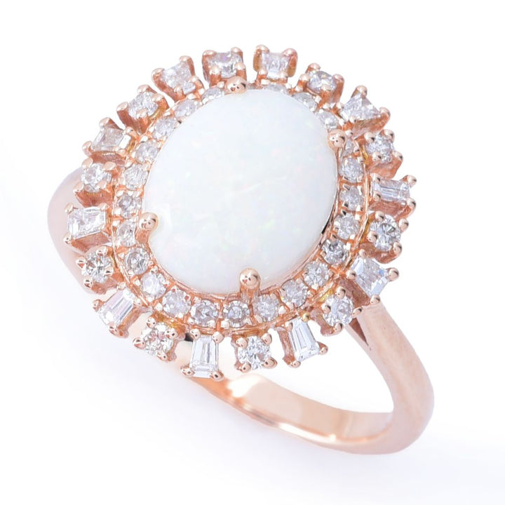 LALI Jewels 14K Gold 10x8mm Australian Opal & 0.44ctw Diamond Ring