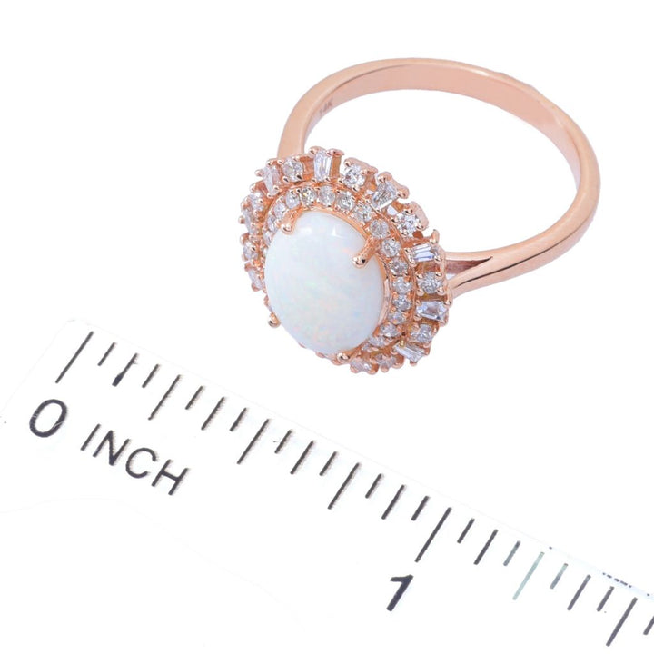 LALI Jewels 14K Gold 10x8mm Australian Opal & 0.44ctw Diamond Ring
