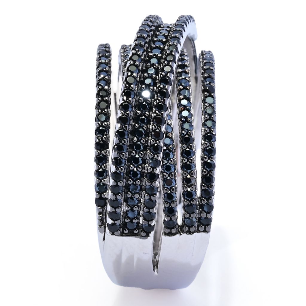 Platinum Plated Choice of Black Spinel or Zircon Highway Ring