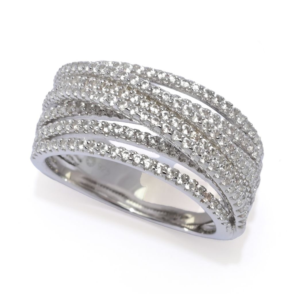 Platinum Plated Choice of Black Spinel or Zircon Highway Ring