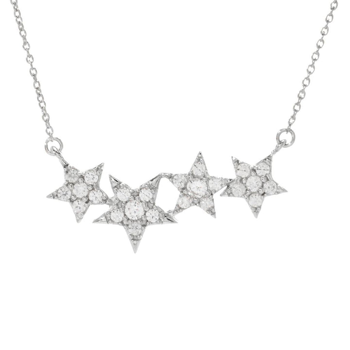 Platinum Plated Choice of Gemstone Shooting Stars East-West 18"+2" Necklace