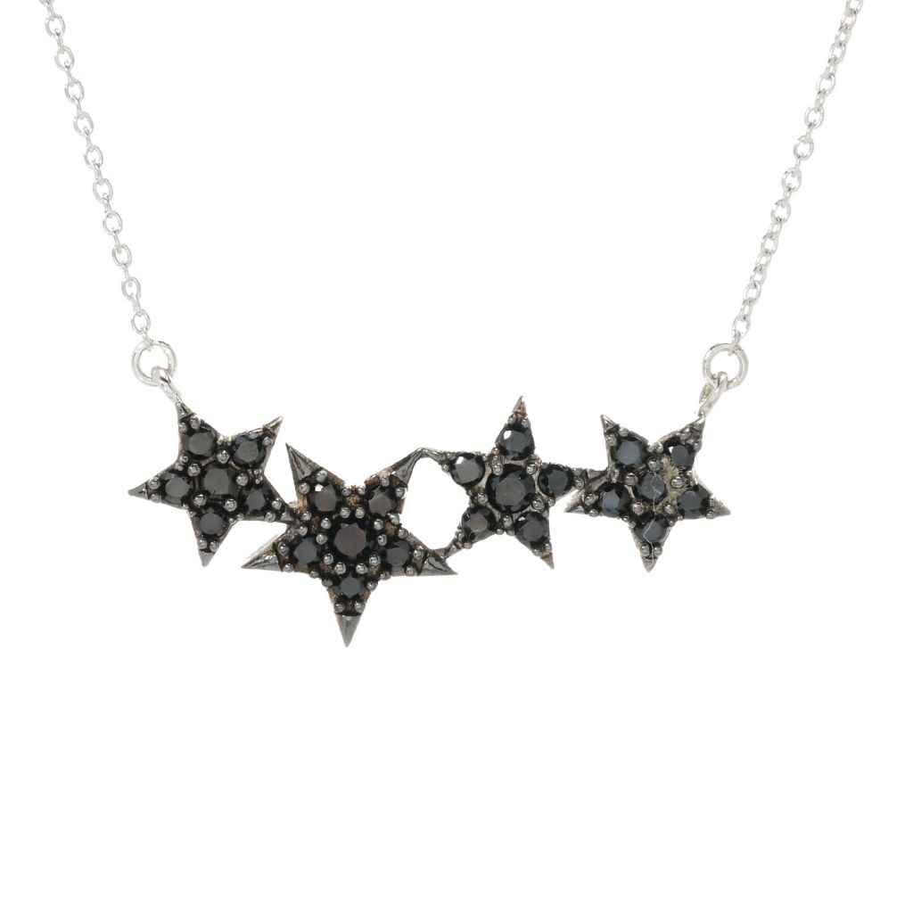 Platinum Plated Choice of Gemstone Shooting Stars East-West 18"+2" Necklace