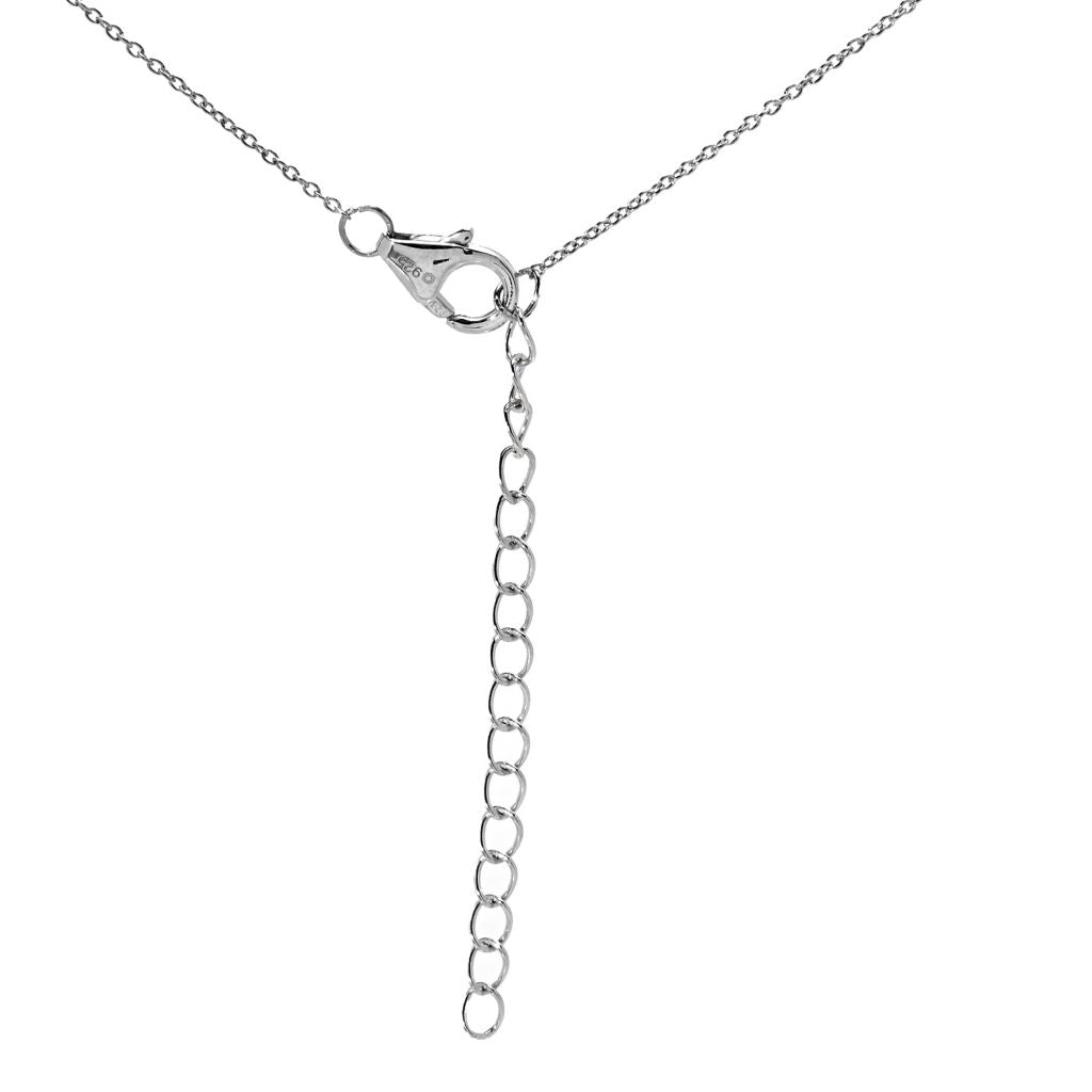 Sterling Silver Choice of Zodiac White Zircon & Black Enamel Pendant w/ Chain