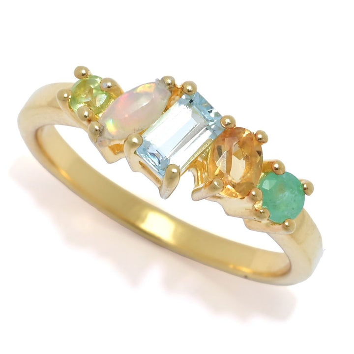 18K Gold Plated Choice of Gemstone "Peace" or "Dream" Acrostic Ring
