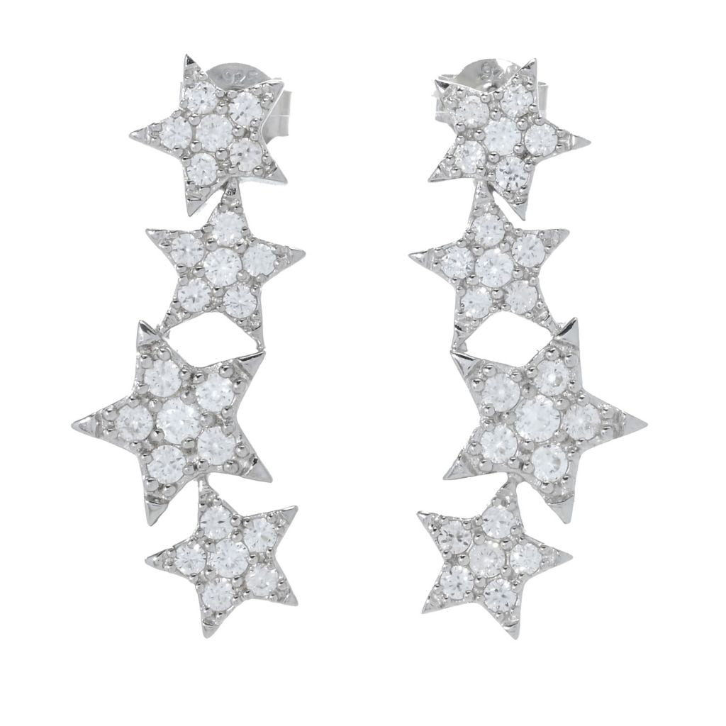 Platinum Plated Choice of Gemstone Shooting Stars Dangle Earrings