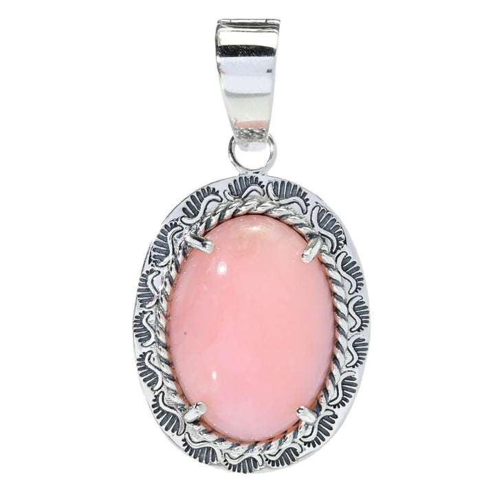 Southwest Elements 30x25mm Peruvian Pink Opal Enhancer Pendant