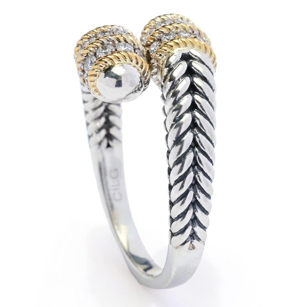 Melodia Diamonds 18K Vermeil 0.24ctw Round Lab Grown Diamond Bypass Ring