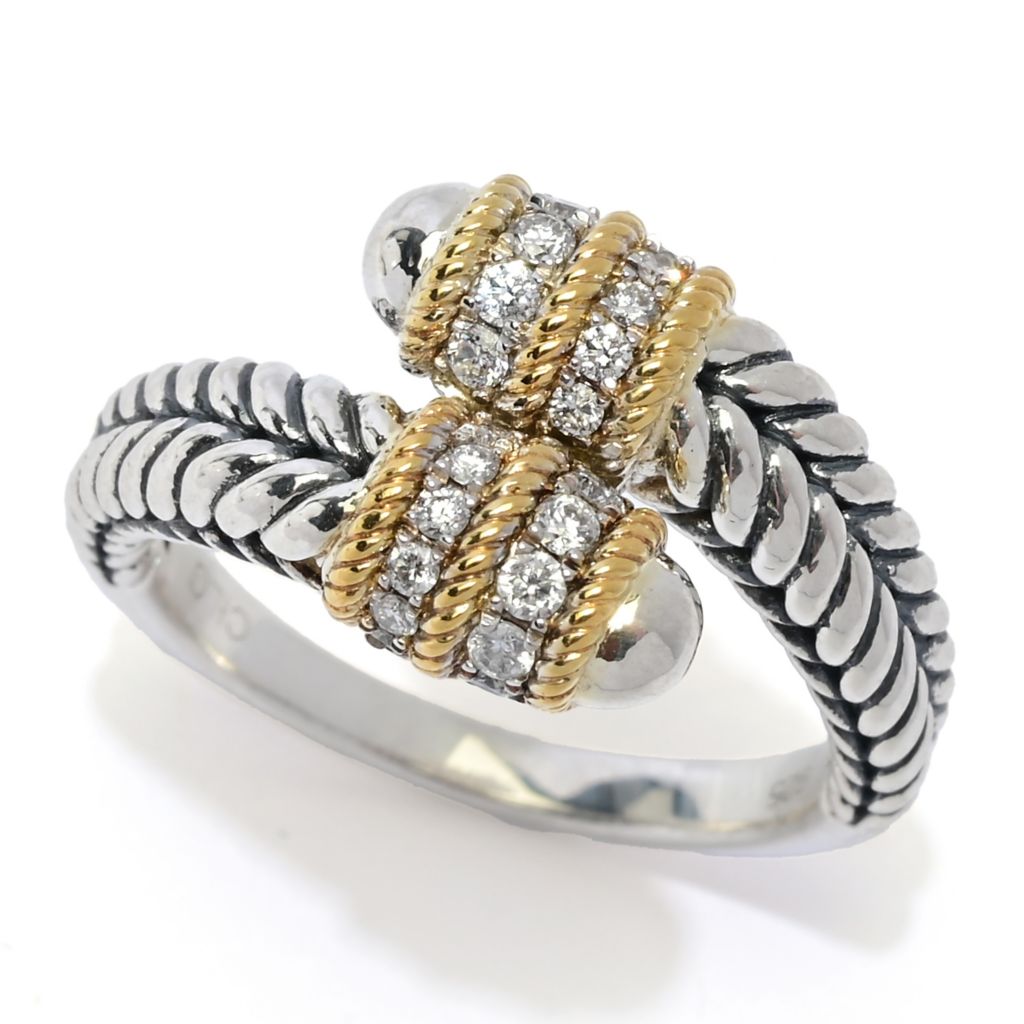 Melodia Diamonds 18K Vermeil 0.24ctw Round Lab Grown Diamond Bypass Ring