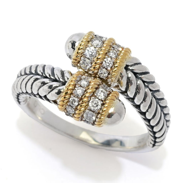 Melodia Diamonds 18K Vermeil 0.24ctw Round Lab Grown Diamond Bypass Ring