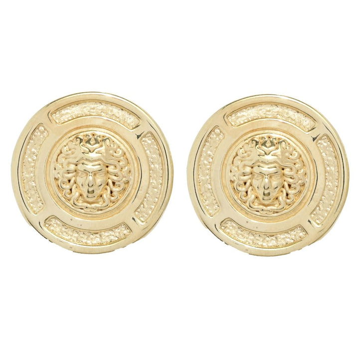Graziella 23K Gold Plated Electroform Medusa Coin Stud Earrings