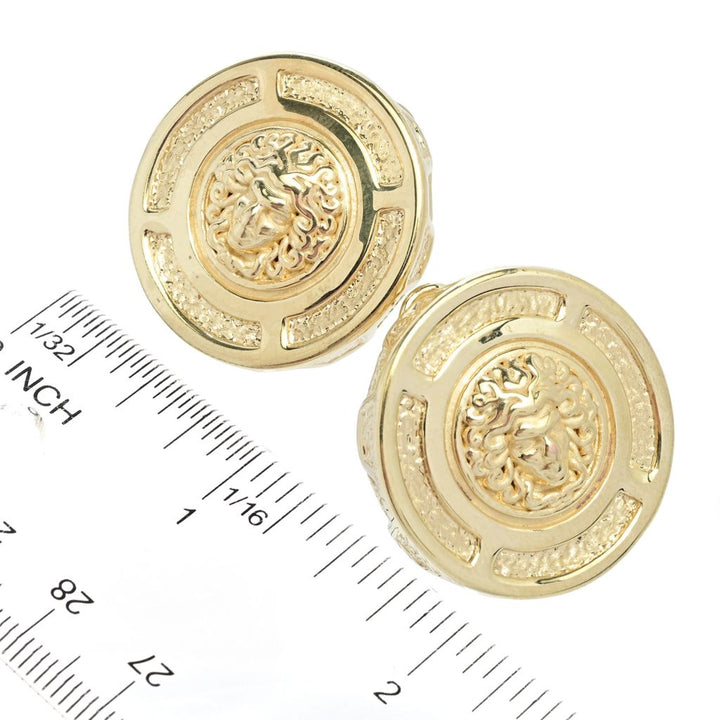 Graziella 23K Gold Plated Electroform Medusa Coin Stud Earrings