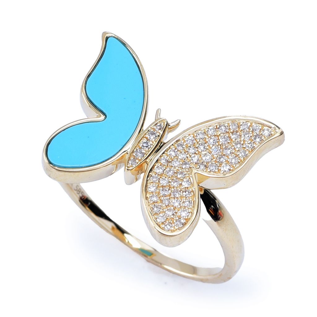 Sabrina Designs 14K Gold 0.13ctw Diamond & Choice of Gem Butterfly Ring