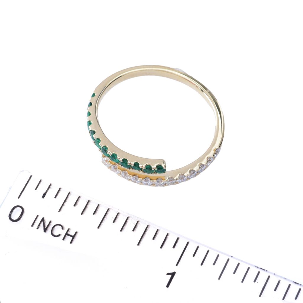 Sabrina Designs 14K Gold 0.47ctw Diamond & Choice of Ruby or Emerald Bypass Ring