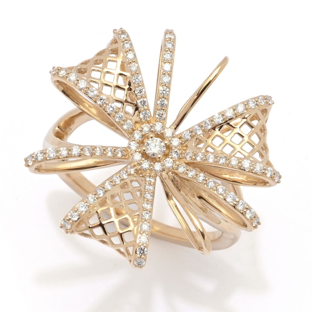 Sonia Bitton Galerie de Bijoux 14K Gold 0.36ctw Diamond "Lattice Bow" Ring