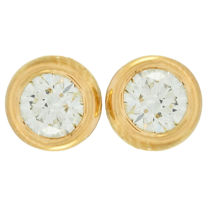 Morris & David 14K Gold Choice of Carat Bezel Set Diamond Stud Earrings