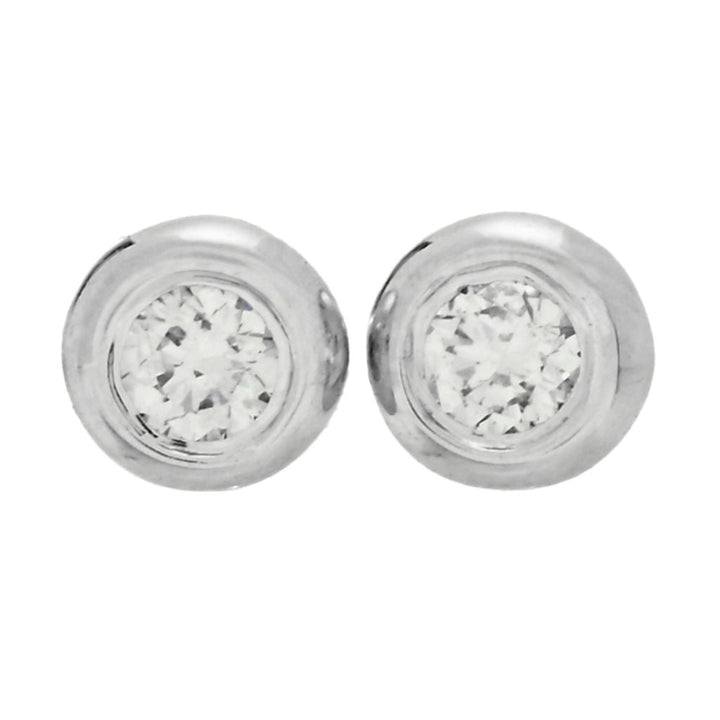 Morris & David 14K Gold Choice of Carat Bezel Set Diamond Stud Earrings
