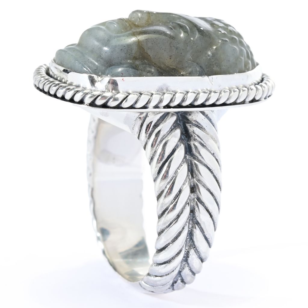 Artisan Silver by Samuel B. 22x16mm Carved Labradorite Buddha Head Ring