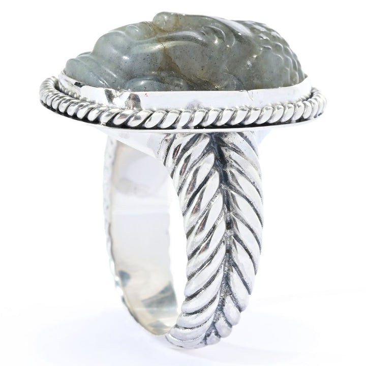Artisan Silver by Samuel B. 22x16mm Carved Labradorite Buddha Head Ring