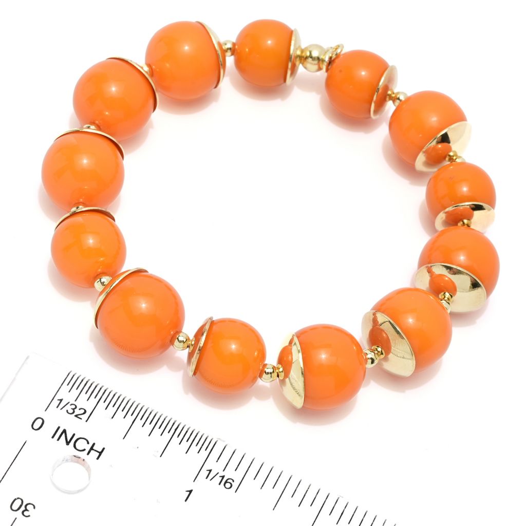 Graziella 23K Gold Plated Choice of Color 13mm Quartz Stretch Bracelet