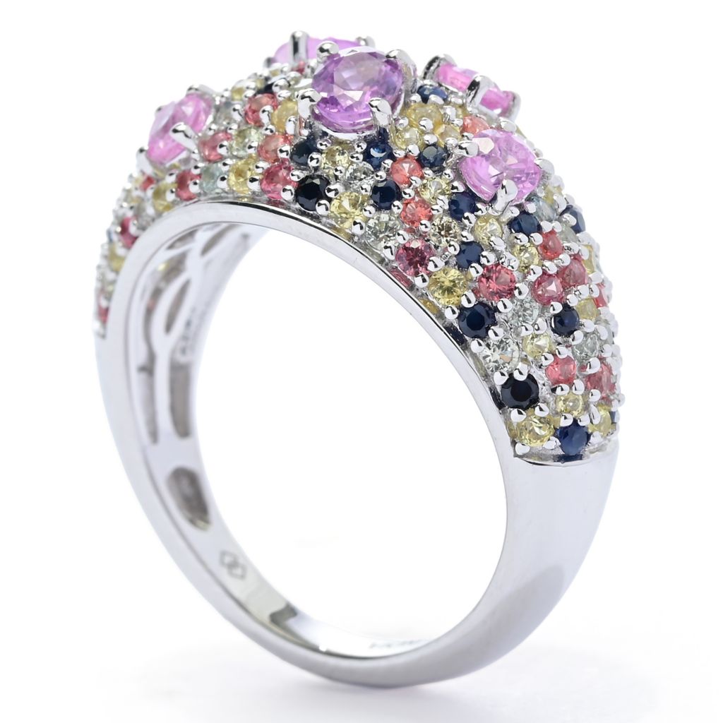 Gem Treasures 2.62ctw Oval & Round Multi Sapphire Mosaic Cluster Ring