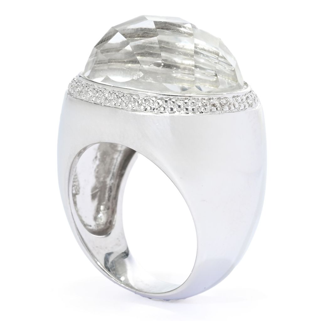 Far East Jewelry Sterling Silver 20x15mm White Quartz East-West Ring