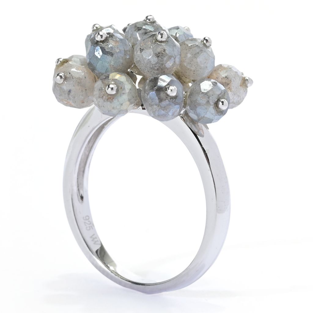 Far East Jewelry Sterling Silver 5mm Round Labradorite Bead Ring